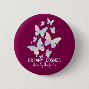 Chapa Redonda De 5 Cm Mariposas Galaxia Pastel Sueño Estético