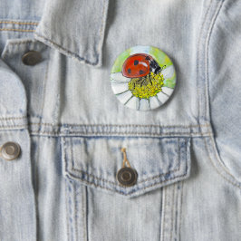 Chapa Redonda De 5 Cm Mariquita en una margarita