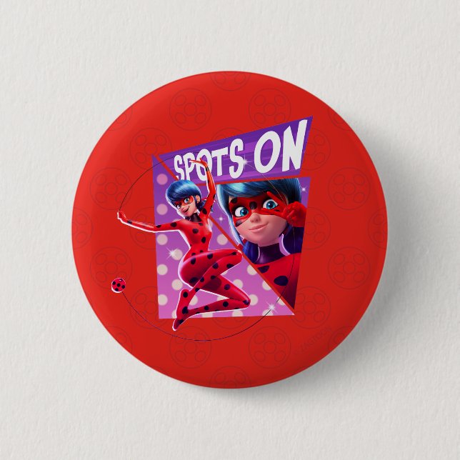 Chapa Redonda De 5 Cm Mariquita | Spots On Purple Graphic (Anverso)