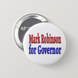 Chapa Redonda De 5 Cm Mark Robinson para gobernador con texto azul rojo