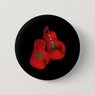 Chapa Redonda De 5 Cm Marruecos: Bandera de guantes de boxeo orgullo box