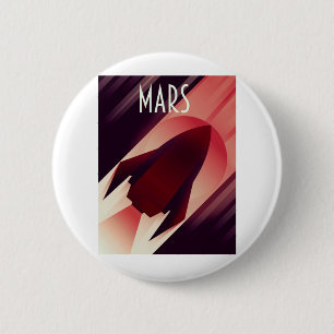 Chapa Redonda De 5 Cm Mars Starship Art Deco Space Art