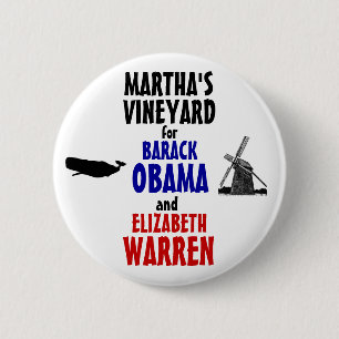 Chapa Redonda De 5 Cm Martha's Vineyard para Obama y Warren 2012