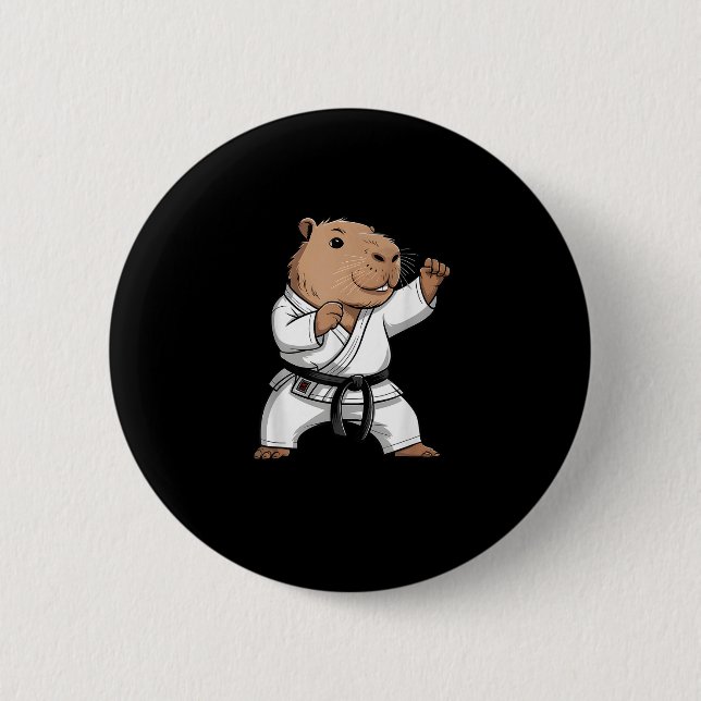 Chapa Redonda De 5 Cm Martial Arts Capybara Funny Karate Taekwondo Jiu J (Anverso)