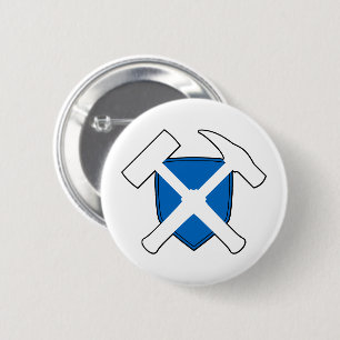 Chapa Redonda De 5 Cm Martillo de Geólogo Escudo- Bandera Escocesa