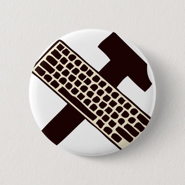 Chapa Redonda De 5 Cm Martillo y teclado (Anverso)