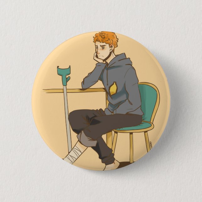 Chapa Redonda De 5 Cm Martin Crieff torció su tobillo (Anverso)