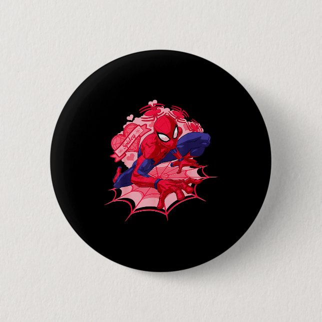 Chapa Redonda De 5 Cm Marvel Spider-man Hearts Valentines Day  (Anverso)
