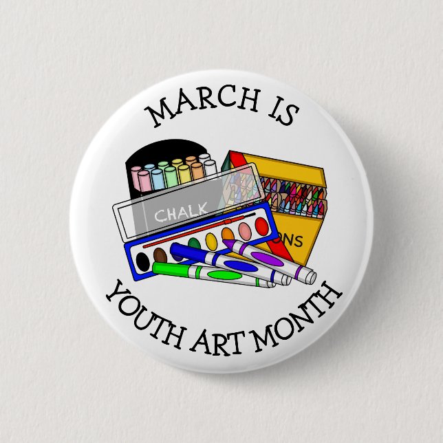 Chapa Redonda De 5 Cm Marzo es el mes del arte juvenil (Anverso)