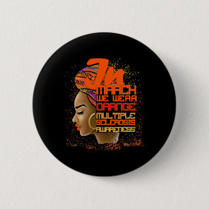 Chapa Redonda De 5 Cm Marzo Usamos Naranja Esclerosis Múltiple Afro Negr