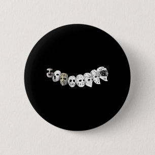 Chapa Redonda De 5 Cm Mascara de gafas de hockey Evolución Retro Vintage