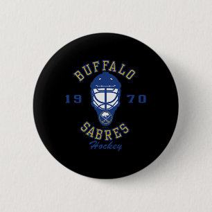 Chapa Redonda De 5 Cm Máscara de Hockey Buffalo Sabres Gris Nhl Oficialm