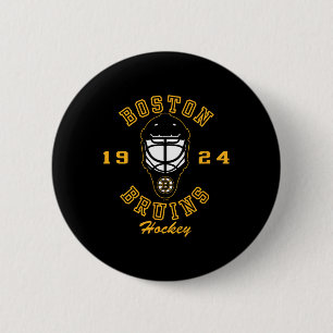 Chapa Redonda De 5 Cm Máscara de hockey de Boston Bruins negra con licen