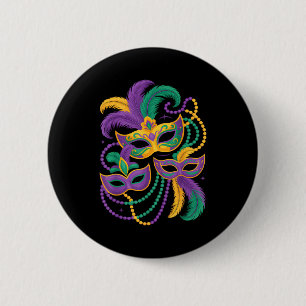Chapa Redonda De 5 Cm Máscara de Máscaras de Carnaval de Mardi Gras Plum