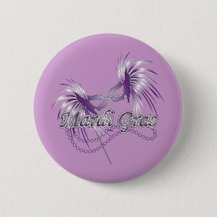 Chapa Redonda De 5 Cm Máscara de purple mardi gras