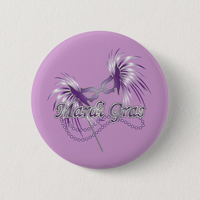 Chapa Redonda De 5 Cm Máscara de purple mardi gras (Anverso)