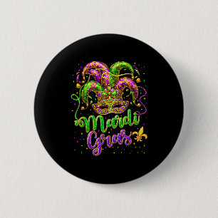Chapa Redonda De 5 Cm Máscara de sombrero de bufón de Mardi gras carnava