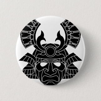 Chapa Redonda De 5 Cm Máscara monocromática del samurai