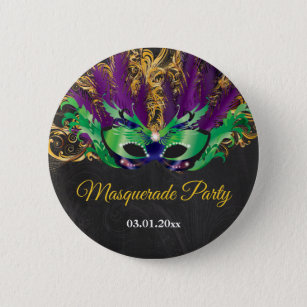 Chapa Redonda De 5 Cm Mascarada Fiesta Noche mágica Oro Púrpura Verde