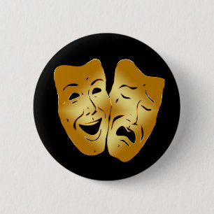 CHAPA REDONDA DE 5 CM MÁSCARAS FELICES Y TRISTES DEL TEATRO
