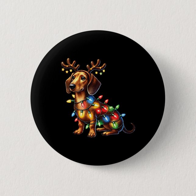 Chapa Redonda De 5 Cm Mascota Animales Amantes De Los Renos De Dachshund (Anverso)