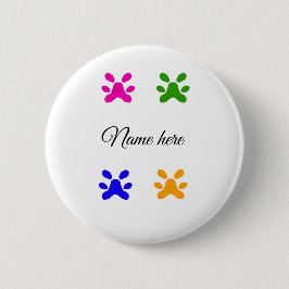 Chapa Redonda De 5 Cm Mascota colorido de garra de perro añada el nombre