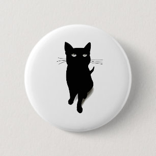 Chapa Redonda De 5 Cm Mascota felino del vector del gato negro del gato 