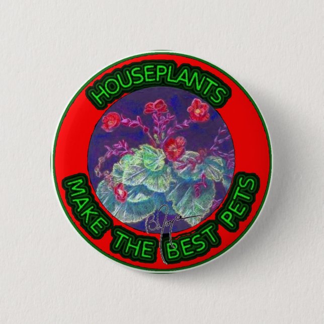 Chapa Redonda De 5 Cm Mascotas del Houseplant (Anverso)