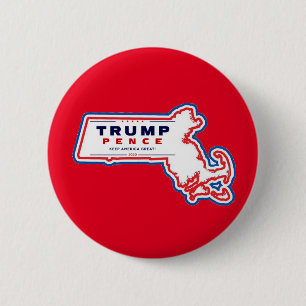 Chapa Redonda De 5 Cm Massachusetts por la valla Trump 2020