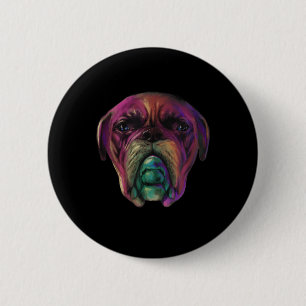 Chapa Redonda De 5 Cm Mastiff Dog Colorous Watercolorido Tattoo Style