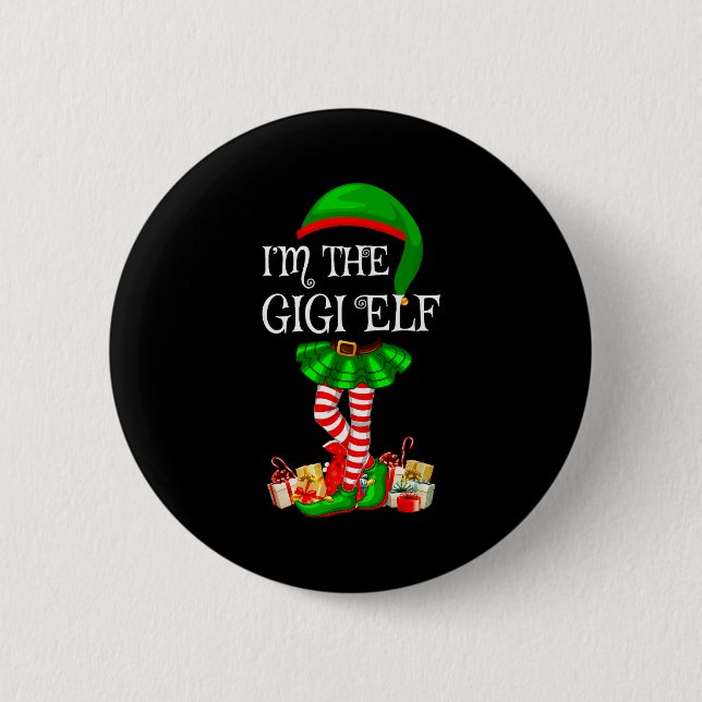 Chapa Redonda De 5 Cm Matching Family Group I'm The Gigi Elf Christmas  (Anverso)