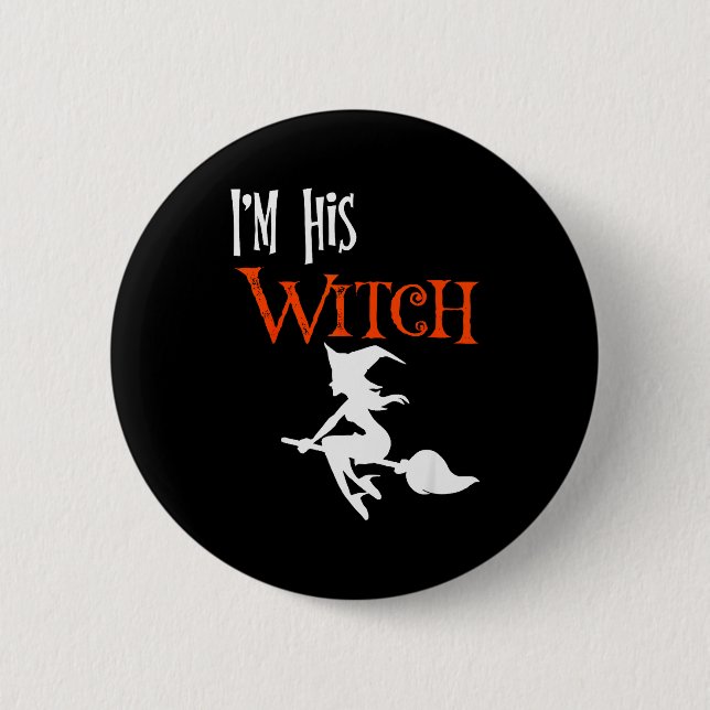 Chapa Redonda De 5 Cm Matching Halloween I'm His Witch_i'm Her Boo Coupl (Anverso)