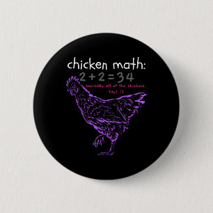 Chapa Redonda De 5 Cm Matemáticas divertidas de pollo 