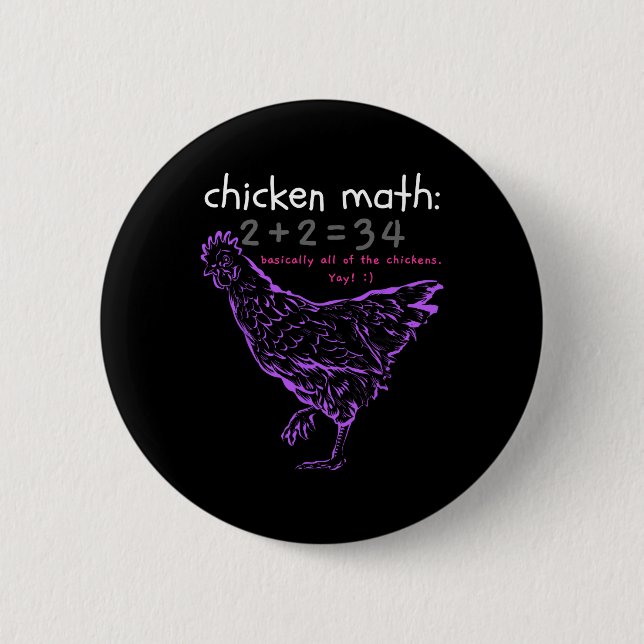 Chapa Redonda De 5 Cm Matemáticas divertidas de pollo  (Anverso)