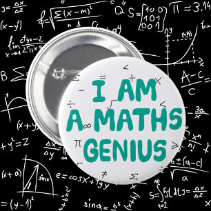 Chapa Redonda De 5 Cm Matemáticas genius pin insignia asignatura escolar