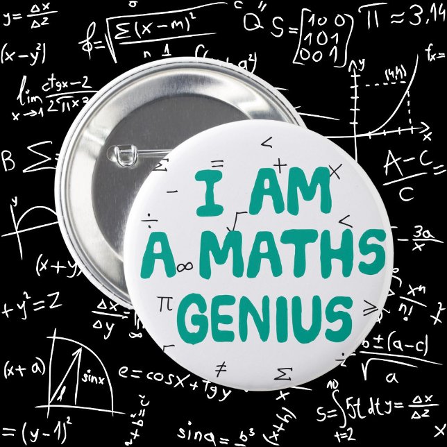 Chapa Redonda De 5 Cm Matemáticas genius pin insignia asignatura escolar (Maths genius)