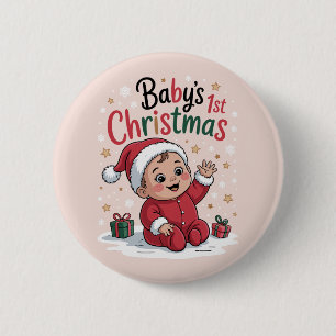 Chapa Redonda De 5 Cm Maternidad El primer Navidad del bebé Anuncio de e