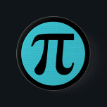 Chapa Redonda De 5 Cm Math geek Pi symbol, blue on black<br><div class="desc">It you would like to get the design where the first 10, 000 numbers of Pi are clearly visible, I also have that design, with a few variations, on my store. Pi is an irrational number, that is calculated by dividing the circumference of a circle by its diameter. Nothing seems...</div>