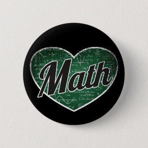 Chapa Redonda De 5 Cm Math Retro Heart Blackboard Love