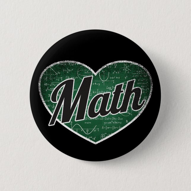 Chapa Redonda De 5 Cm Math Retro Heart Blackboard Love (Anverso)