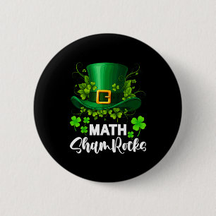 Chapa Redonda De 5 Cm Math Shamrocks Día de San Patricio Escuela