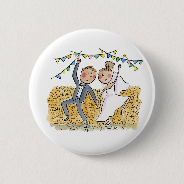 Chapa Redonda De 5 Cm Matrimonio de país (Anverso)