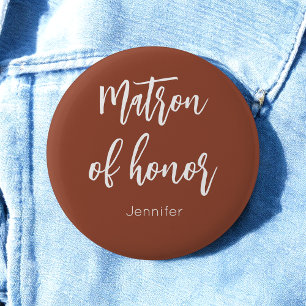 Chapa Redonda De 5 Cm Matron of Honor Terracotta Brown Wedding