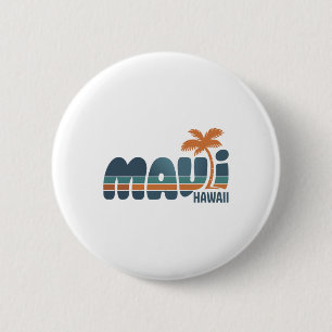 Chapa Redonda De 5 Cm Maui Hawái Surf Playa Vintage Surfing Años 70 Retr