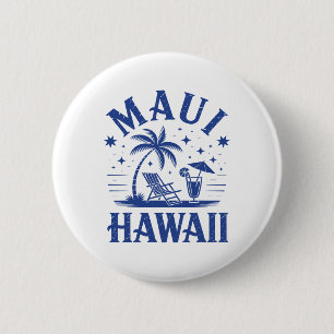 Chapa Redonda De 5 Cm Maui Hawái Surf Vintage Playa Surfing 70's Retro