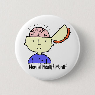 Chapa Redonda De 5 Cm Mayo es Mes de Salud Mental Expuesto Cerebro
