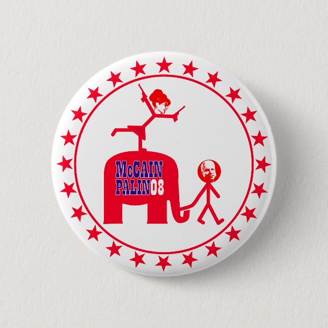 Chapa Redonda De 5 Cm McCain Palin 2008 (Anverso)