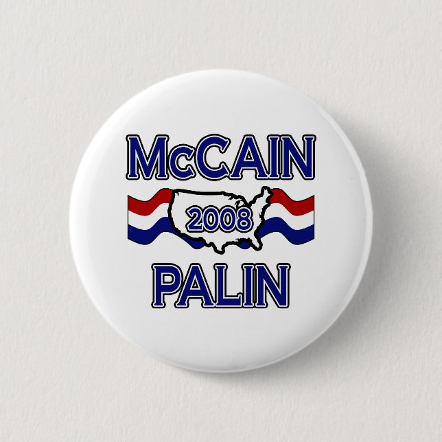 Chapa Redonda De 5 Cm McCain Palin 2008 (Anverso)