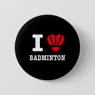 Chapa Redonda De 5 Cm Me encanta Badminton Tee - Funny Shuttle Heart Par