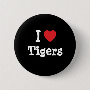 Chapa Redonda De 5 Cm Me encanta el corazón de los Tigres personalizado